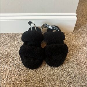 UGG Black Fluffy Slides